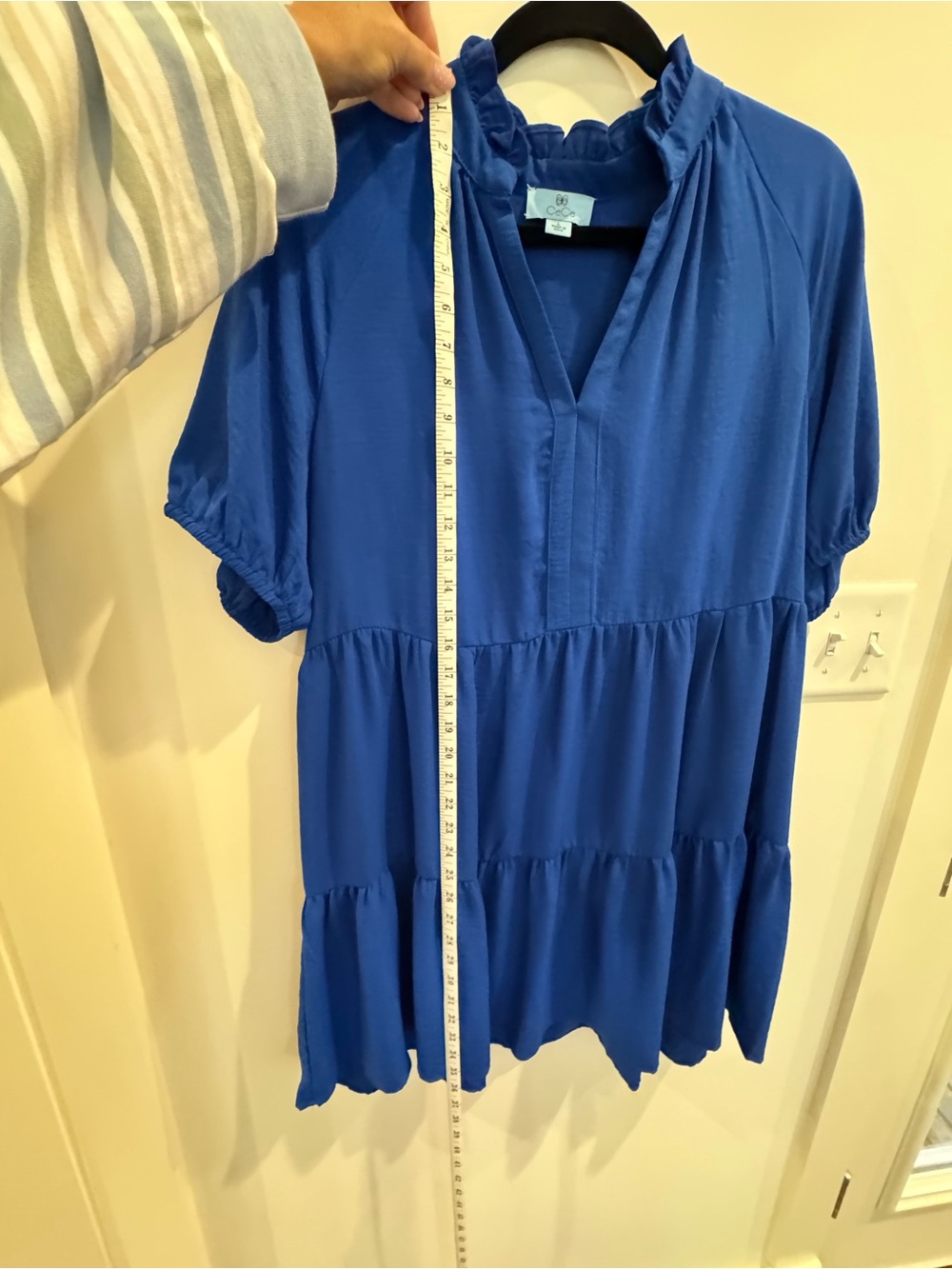 CeCe Royal Blue Tiered V-Neck Midi Dress - Picture 5 of 9